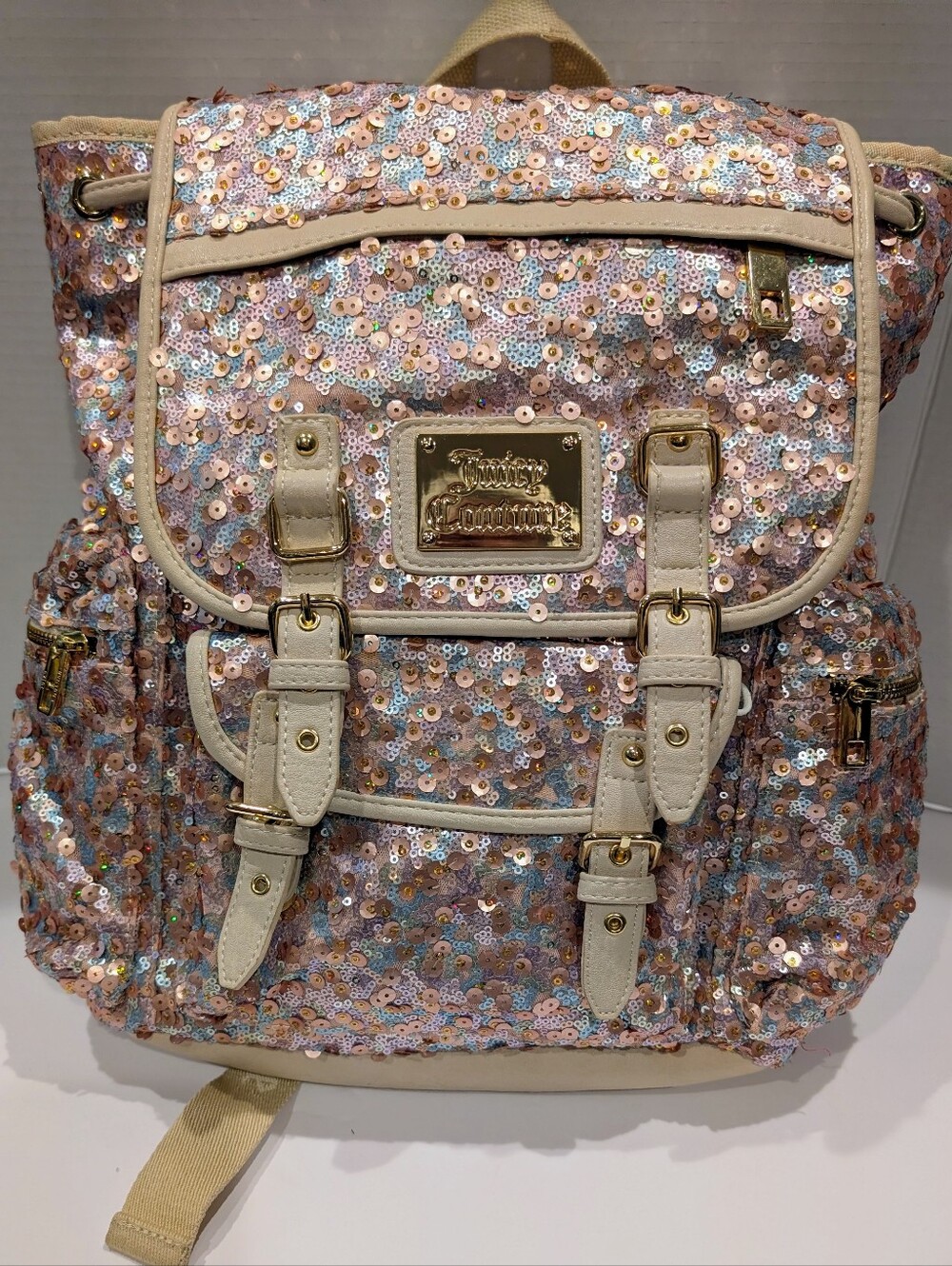 Juicy Couture Y2K Pink Silver Gold Sequin Backpack